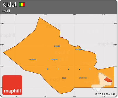 Political Simple Map of Kidal, cropped outside