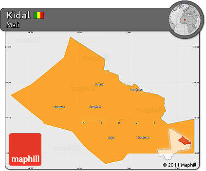 Political Simple Map of Kidal, single color outside