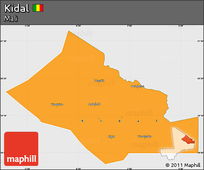 Political Simple Map of Kidal, single color outside