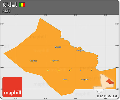 Political Simple Map of Kidal, single color outside