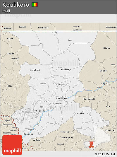 Classic Style 3D Map of Koulikoro