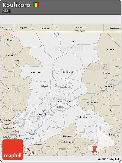 Classic Style 3D Map of Koulikoro