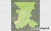 Physical 3D Map of Koulikoro, darken, semi-desaturated