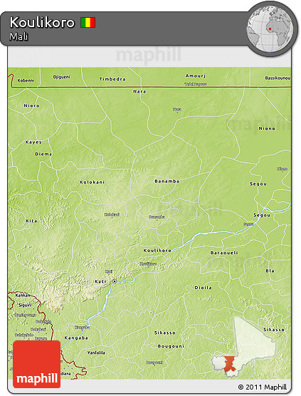 Physical 3D Map of Koulikoro