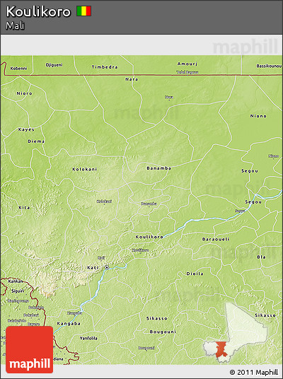 Physical 3D Map of Koulikoro