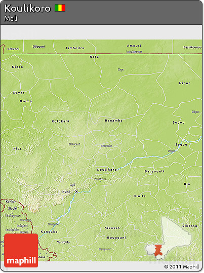 Physical 3D Map of Koulikoro