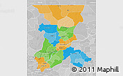 Political 3D Map of Koulikoro, lighten, desaturated