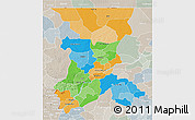 Political 3D Map of Koulikoro, lighten, semi-desaturated