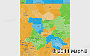 Political 3D Map of Koulikoro, political shades outside