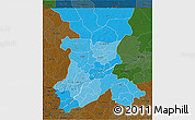 Political Shades 3D Map of Koulikoro, darken