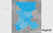 Political Shades 3D Map of Koulikoro, desaturated