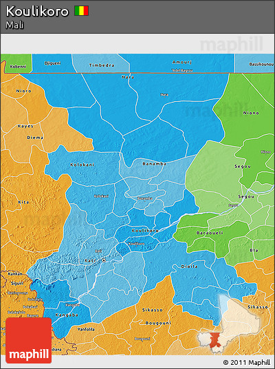 Political Shades 3D Map of Koulikoro