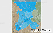 Political Shades 3D Map of Koulikoro, semi-desaturated
