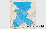Political Shades 3D Map of Koulikoro, shaded relief outside
