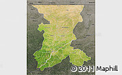 Satellite 3D Map of Koulikoro, darken, semi-desaturated