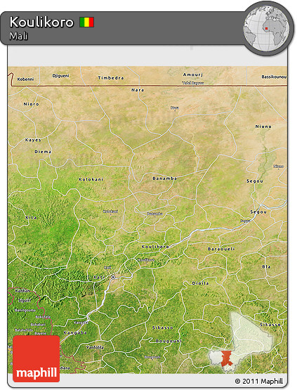 Satellite 3D Map of Koulikoro