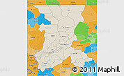 Shaded Relief 3D Map of Koulikoro, political outside