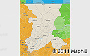 Shaded Relief 3D Map of Koulikoro, political shades outside