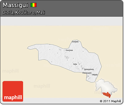 Classic Style 3D Map of Massigui, single color outside