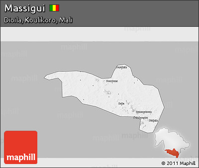 Gray 3D Map of Massigui, single color outside