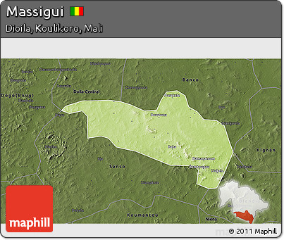Physical 3D Map of Massigui, darken