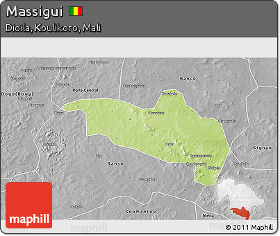 Physical 3D Map of Massigui, desaturated