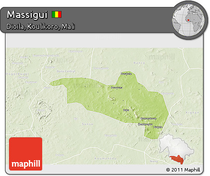 Physical 3D Map of Massigui, lighten
