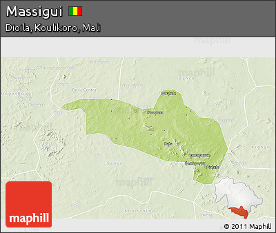 Physical 3D Map of Massigui, lighten