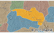 Political 3D Map of Massigui, semi-desaturated