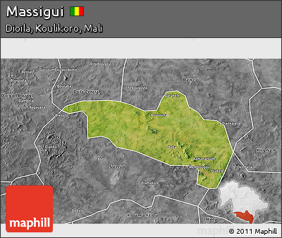 Satellite 3D Map of Massigui, desaturated