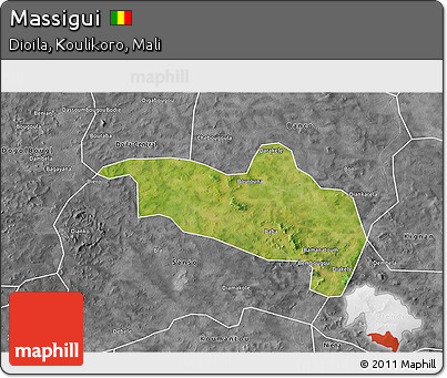 Satellite 3D Map of Massigui, desaturated