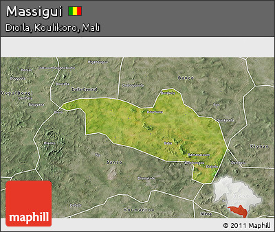 Satellite 3D Map of Massigui, semi-desaturated