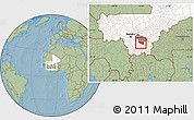 Savanna Style Location Map of Massigui, highlighted country, highlighted parent region, hill shading