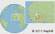 Savanna Style Location Map of Massigui, highlighted grandparent region, within the entire country