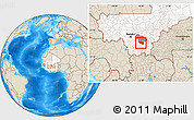 Shaded Relief Location Map of Massigui, highlighted country, highlighted parent region
