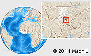 Shaded Relief Location Map of Massigui, highlighted parent region, highlighted grandparent region