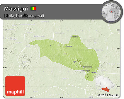 Physical Map of Massigui, lighten