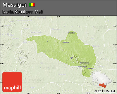 Physical Map of Massigui, lighten