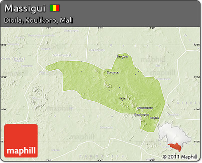 Physical Map of Massigui, lighten