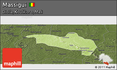Physical Panoramic Map of Massigui, darken