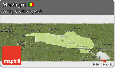 Physical Panoramic Map of Massigui, darken