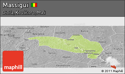 Physical Panoramic Map of Massigui, desaturated