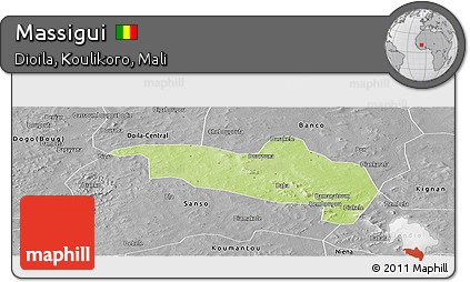 Physical Panoramic Map of Massigui, desaturated