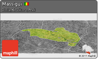 Satellite Panoramic Map of Massigui, desaturated