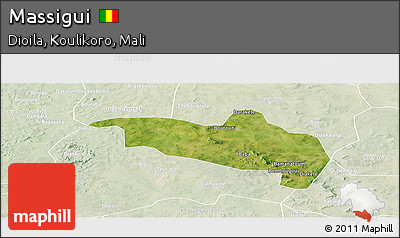 Satellite Panoramic Map of Massigui, lighten