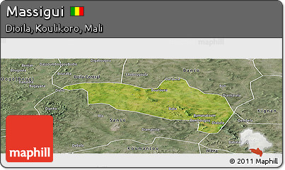 Satellite Panoramic Map of Massigui, semi-desaturated