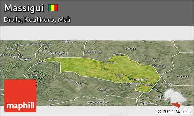 Satellite Panoramic Map of Massigui, semi-desaturated