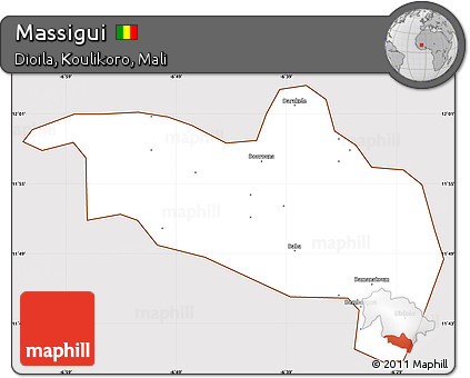 Classic Style Simple Map of Massigui, cropped outside