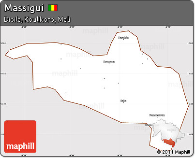 Classic Style Simple Map of Massigui, cropped outside