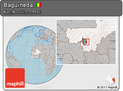 Gray Location Map of Baguineda, highlighted country, highlighted parent region, hill shading